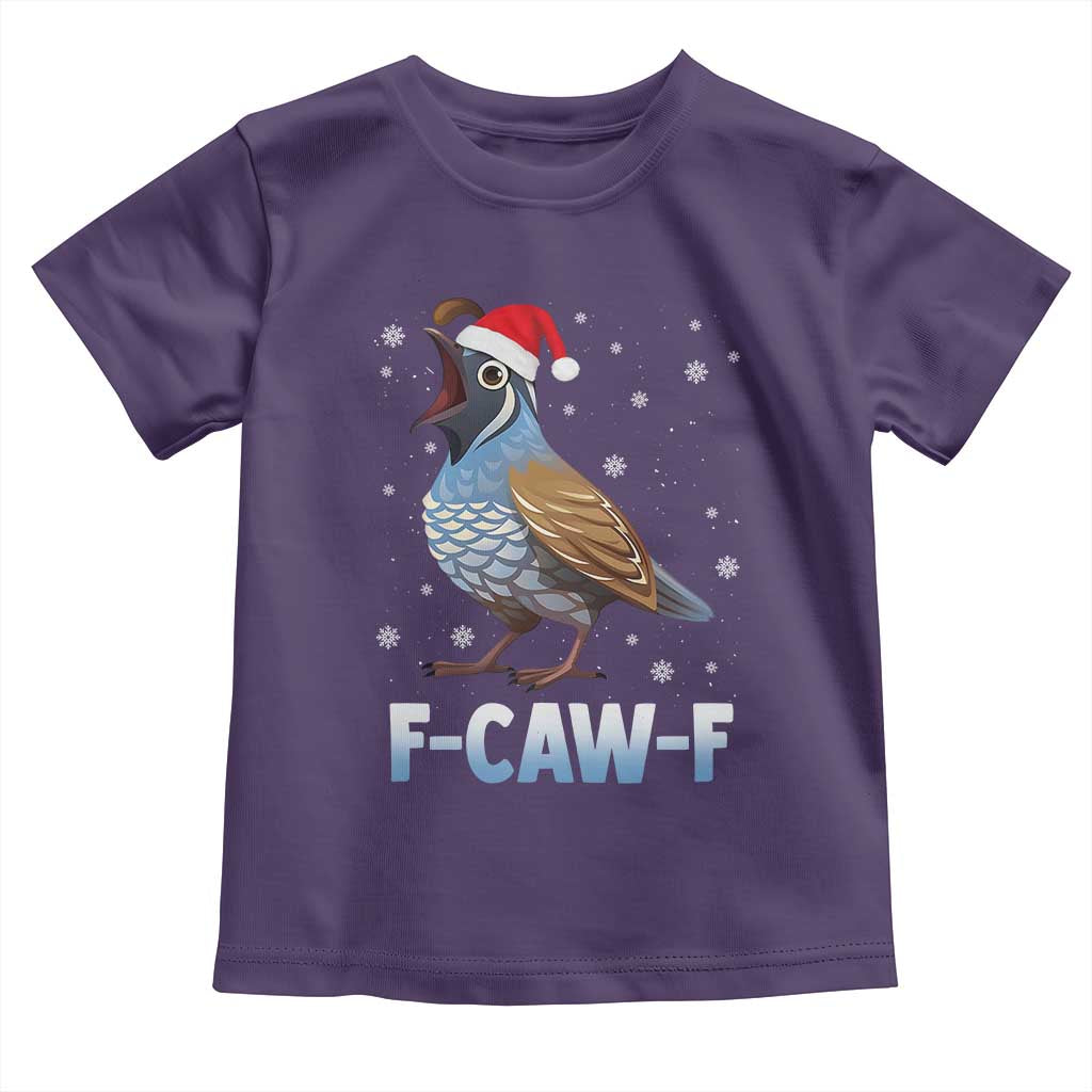 Funny F Caw F Quail Christmas Toddler T Shirt Cartoon Quail Bird Santa Hat Poultry Humor - Wonder Print Shop