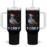 Funny F Caw F Quail Christmas Tumbler With Handle Cartoon Quail Bird Santa Hat Poultry Humor - Wonder Print Shop