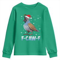 Funny F Caw F Quail Christmas Youth Sweatshirt Cartoon Quail Bird Santa Hat Poultry Humor - Wonder Print Shop