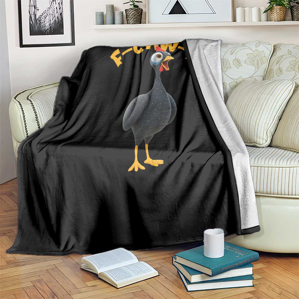 Funny F Caw F Guinea Fowl Throw Blanket Cartoon Guinea Bird Poultry Humor - Wonder Print Shop