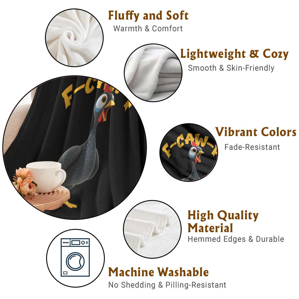 Funny F Caw F Guinea Fowl Throw Blanket Cartoon Guinea Bird Poultry Humor - Wonder Print Shop