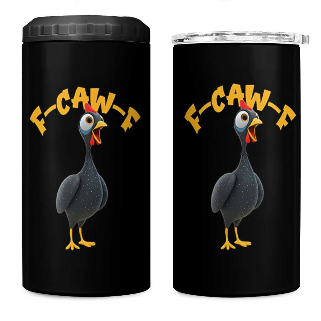 Funny F Caw F Guinea Fowl 4 in 1 Can Cooler Tumbler Cartoon Guinea Bird Poultry Humor - Wonder Print Shop