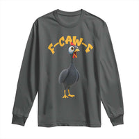 Funny F Caw F Guinea Fowl Long Sleeve Shirt Cartoon Guinea Bird Poultry Humor - Wonder Print Shop