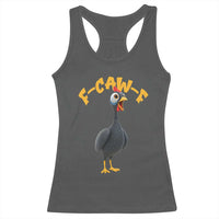 Funny F Caw F Guinea Fowl Racerback Tank Top Cartoon Guinea Bird Poultry Humor - Wonder Print Shop