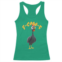 Funny F Caw F Guinea Fowl Racerback Tank Top Cartoon Guinea Bird Poultry Humor - Wonder Print Shop