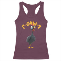 Funny F Caw F Guinea Fowl Racerback Tank Top Cartoon Guinea Bird Poultry Humor - Wonder Print Shop