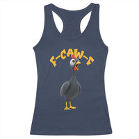 Funny F Caw F Guinea Fowl Racerback Tank Top Cartoon Guinea Bird Poultry Humor - Wonder Print Shop