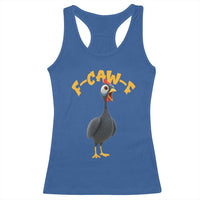 Funny F Caw F Guinea Fowl Racerback Tank Top Cartoon Guinea Bird Poultry Humor - Wonder Print Shop