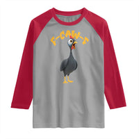 Funny F Caw F Guinea Fowl Raglan Shirt Cartoon Guinea Bird Poultry Humor - Wonder Print Shop