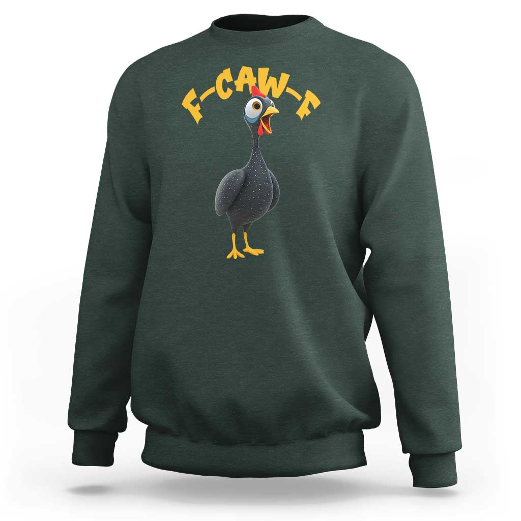 Funny F Caw F Guinea Fowl Sweatshirt Cartoon Guinea Bird Poultry Humor - Wonder Print Shop