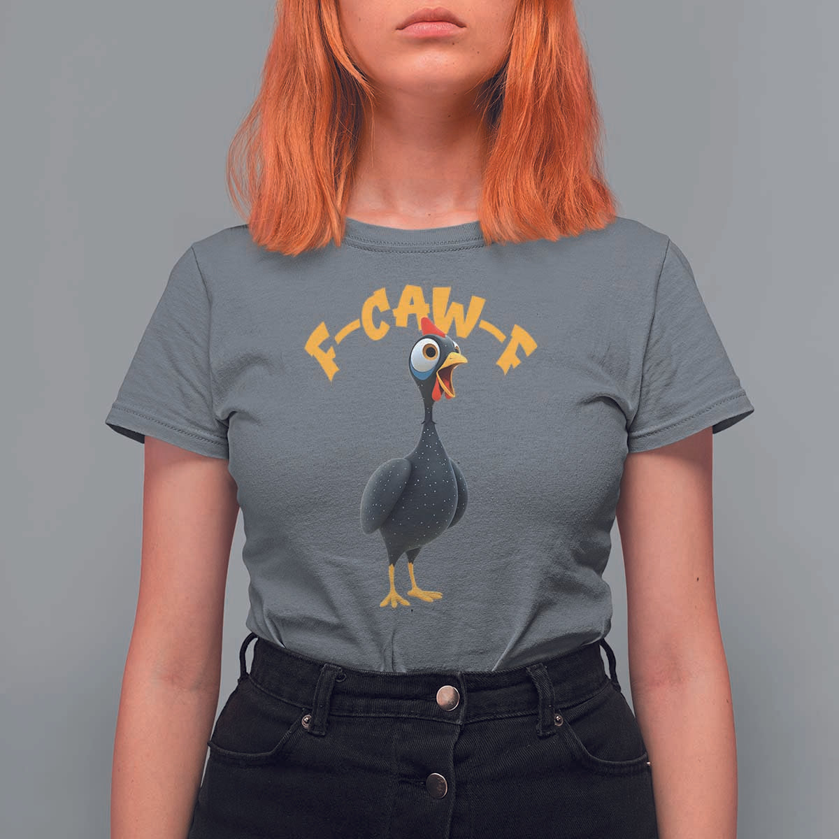 Funny F Caw F Guinea Fowl T Shirt For Women Cartoon Guinea Bird Poultry Humor - Wonder Print Shop