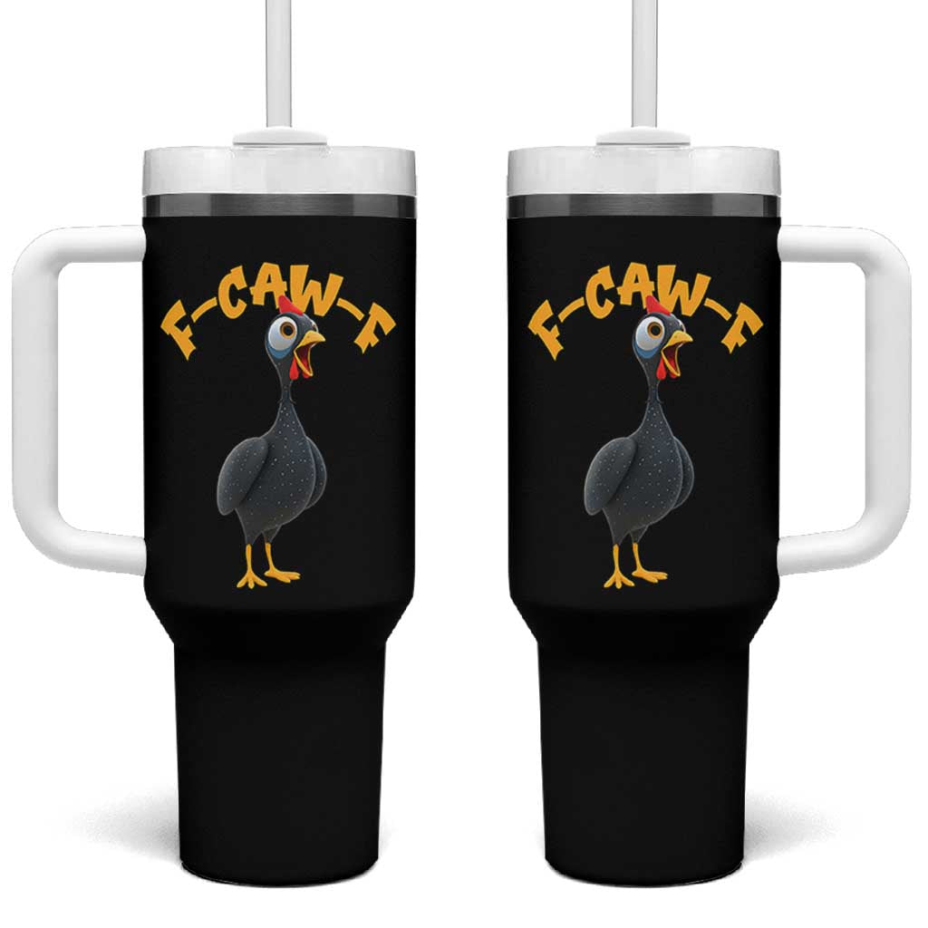 Funny F Caw F Guinea Fowl Tumbler With Handle Cartoon Guinea Bird Poultry Humor - Wonder Print Shop