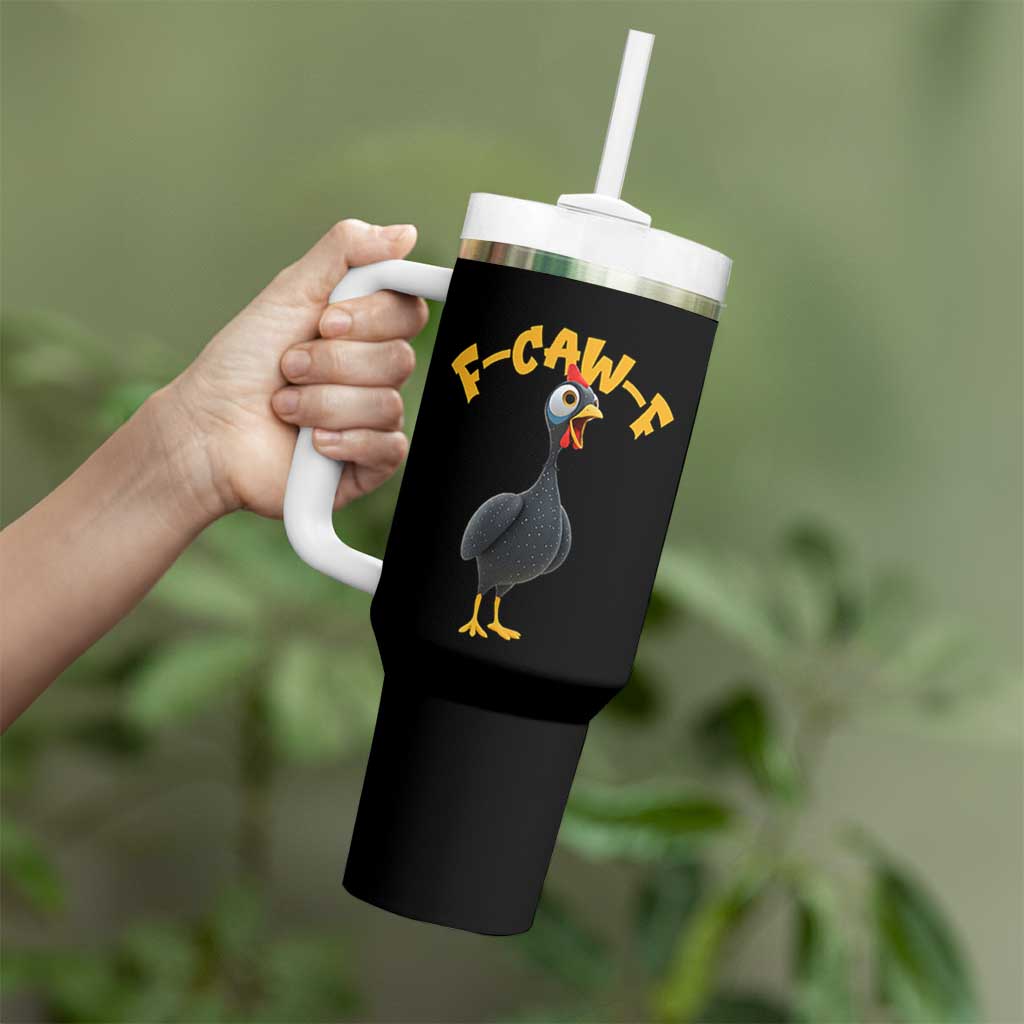 Funny F Caw F Guinea Fowl Tumbler With Handle Cartoon Guinea Bird Poultry Humor - Wonder Print Shop