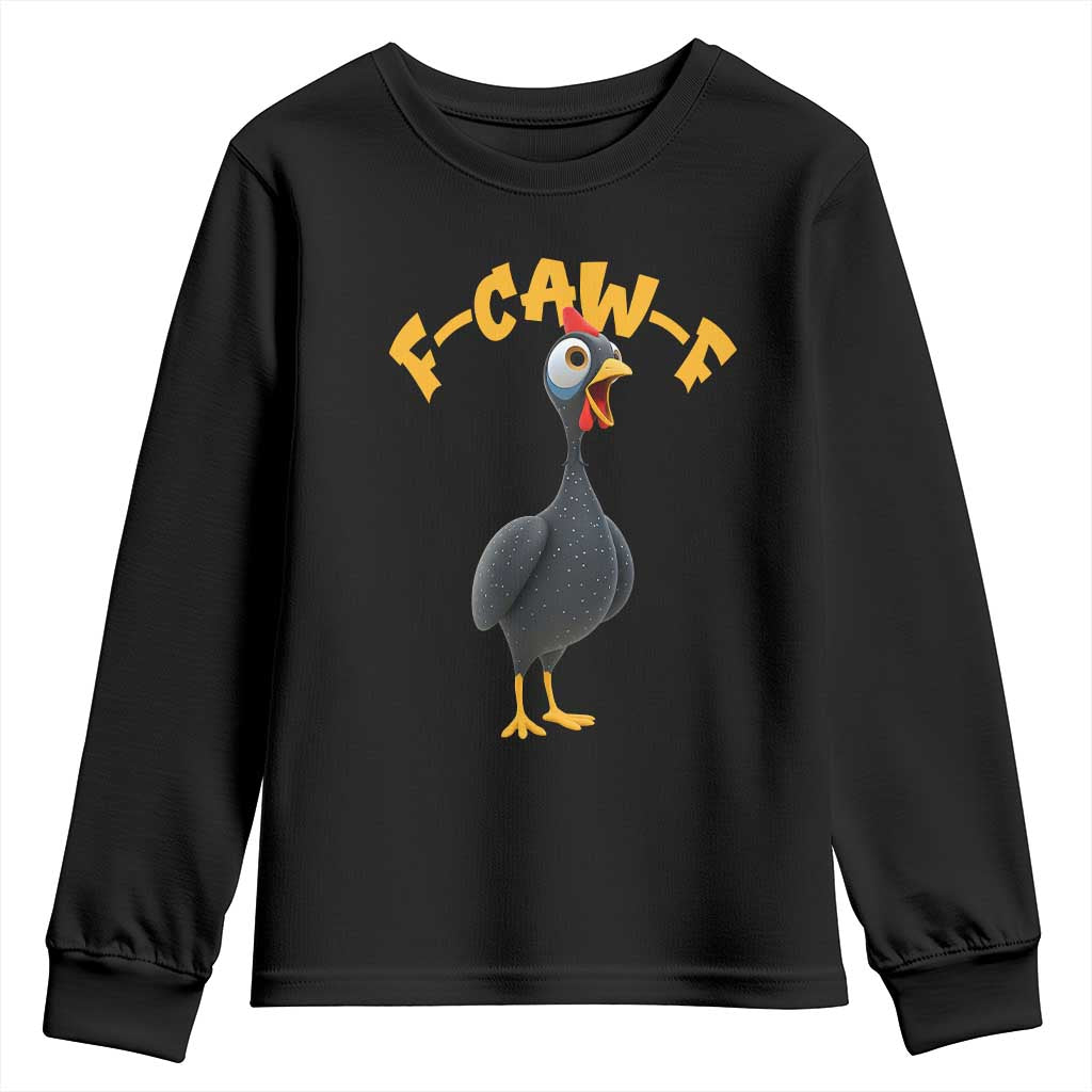 Funny F Caw F Guinea Fowl Youth Sweatshirt Cartoon Guinea Bird Poultry Humor - Wonder Print Shop