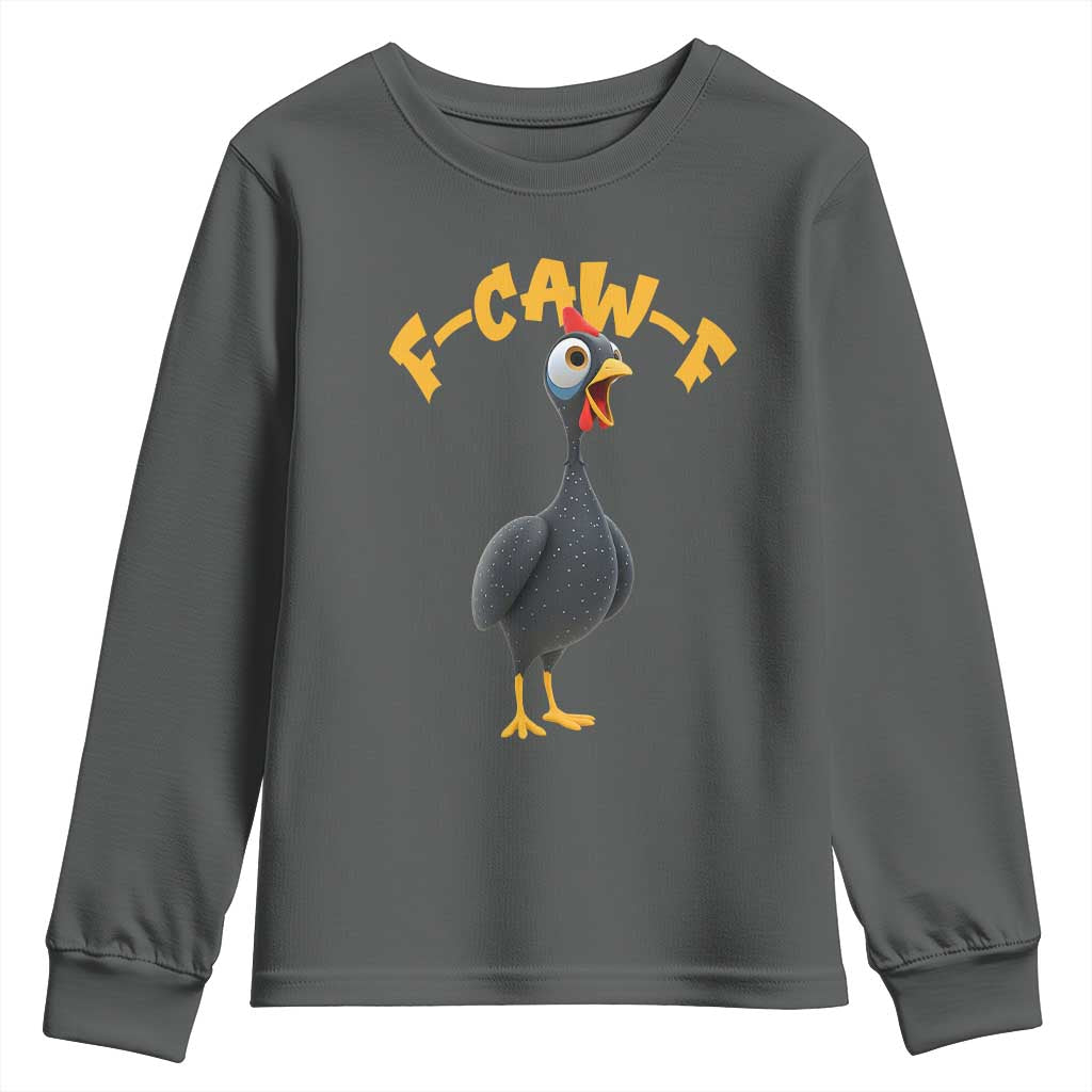 Funny F Caw F Guinea Fowl Youth Sweatshirt Cartoon Guinea Bird Poultry Humor - Wonder Print Shop