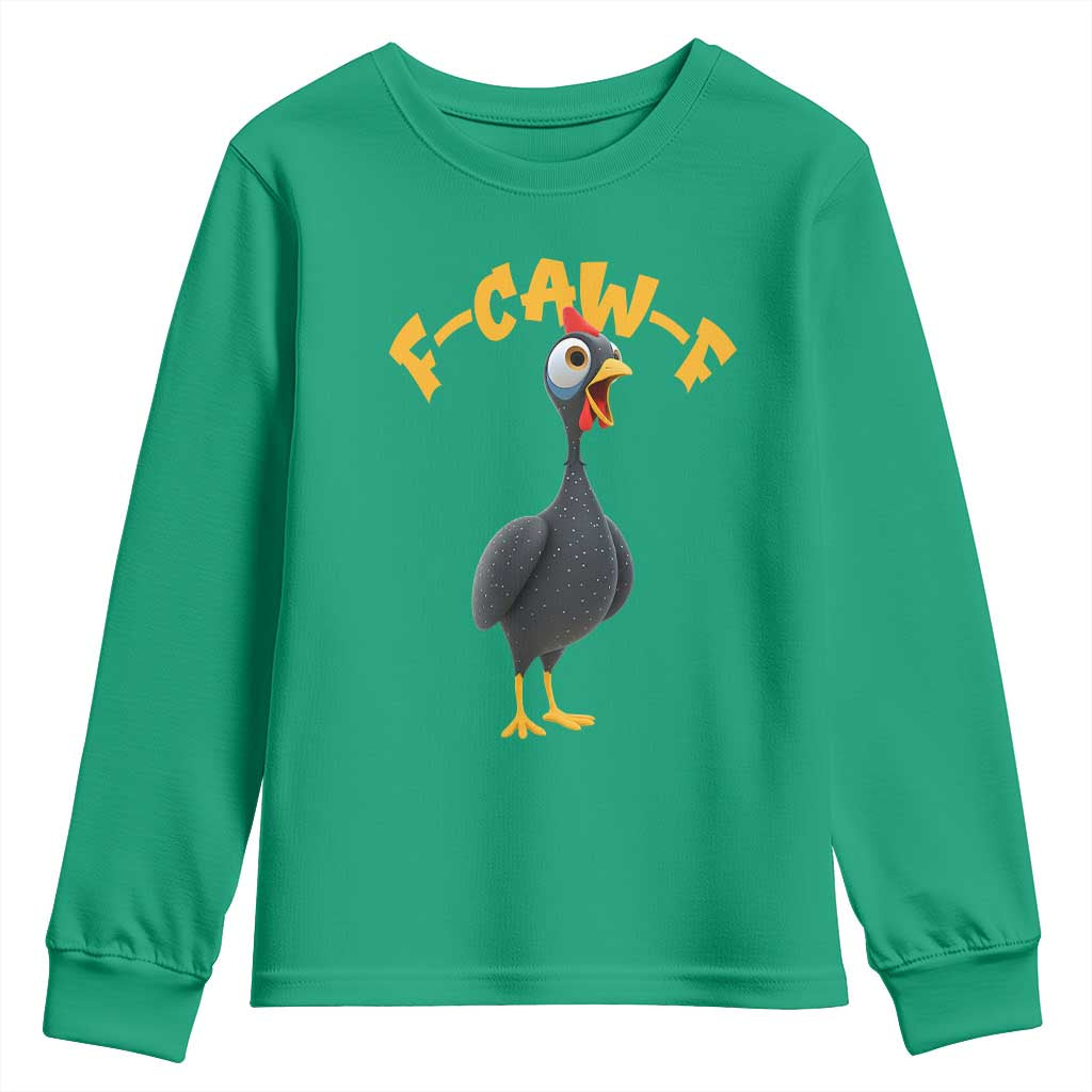 Funny F Caw F Guinea Fowl Youth Sweatshirt Cartoon Guinea Bird Poultry Humor - Wonder Print Shop