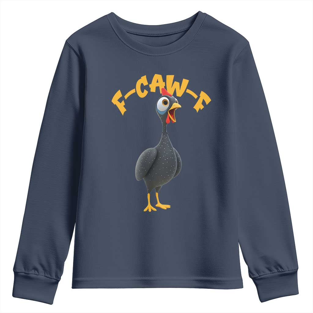 Funny F Caw F Guinea Fowl Youth Sweatshirt Cartoon Guinea Bird Poultry Humor - Wonder Print Shop