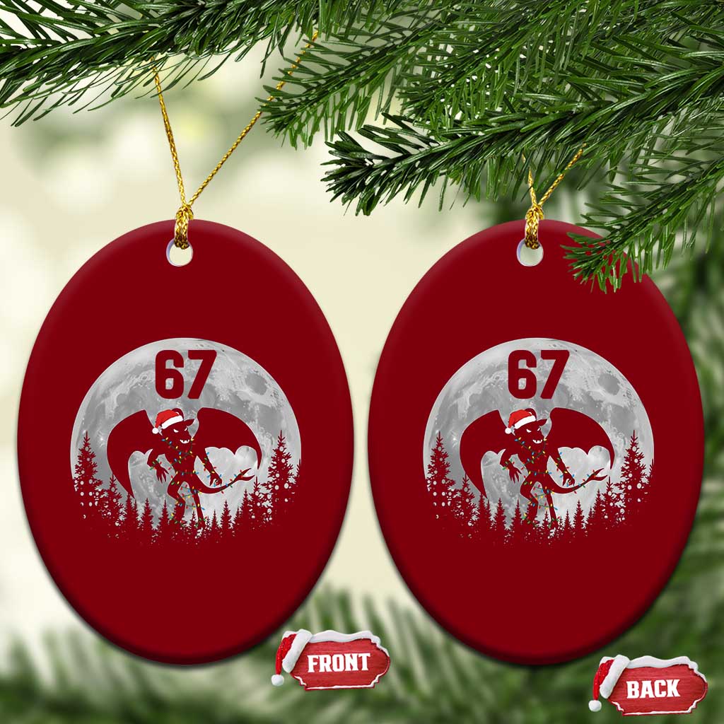 Funny Jersey Devil 67 Christmas Santa Hat Moon Night Stroll Ceramic Ornament - Wonder Print Shop