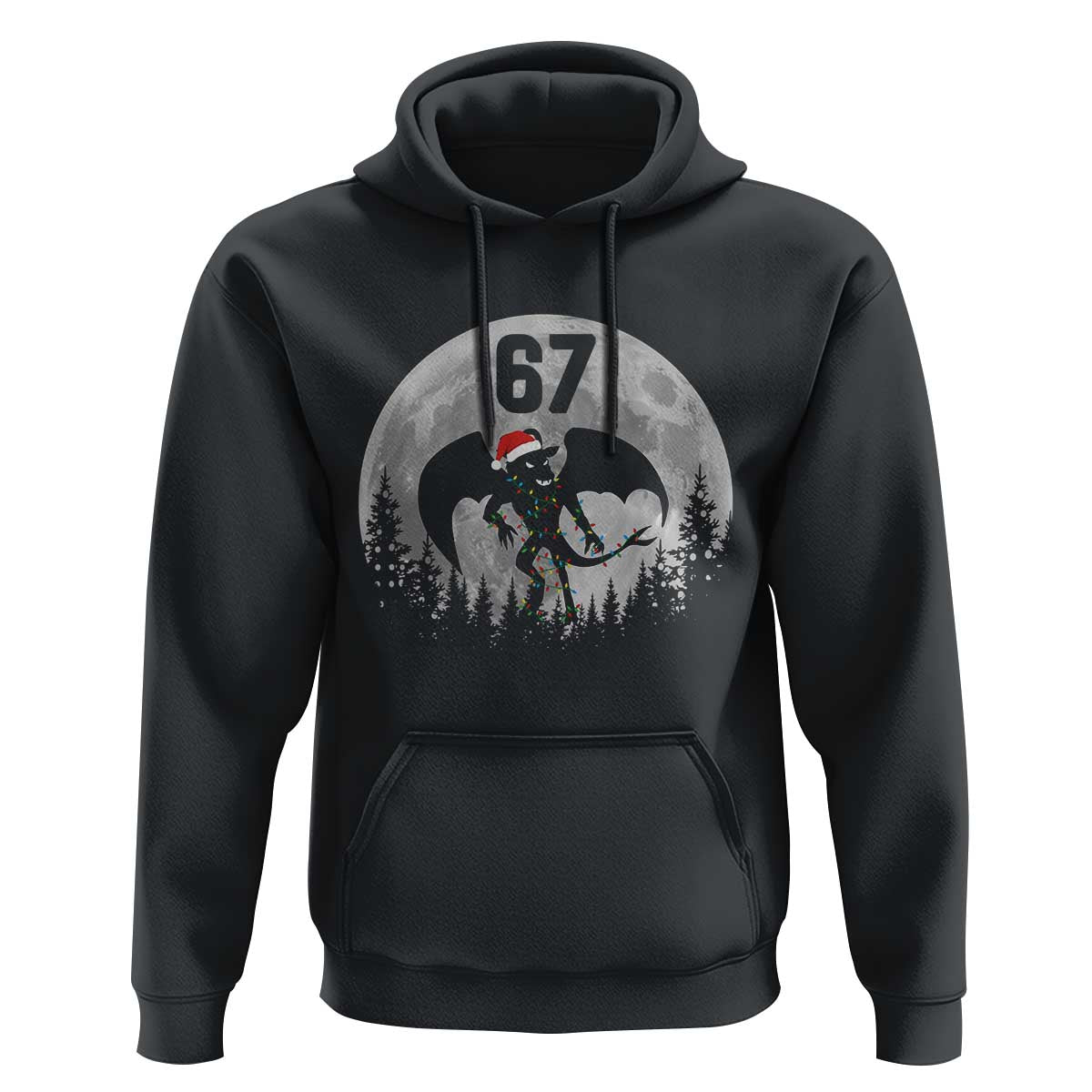 Funny Jersey Devil 67 Christmas Santa Hat Moon Night Stroll Hoodie - Wonder Print Shop