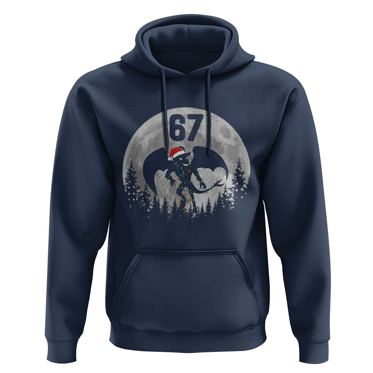 Funny Jersey Devil 67 Christmas Santa Hat Moon Night Stroll Hoodie - Wonder Print Shop