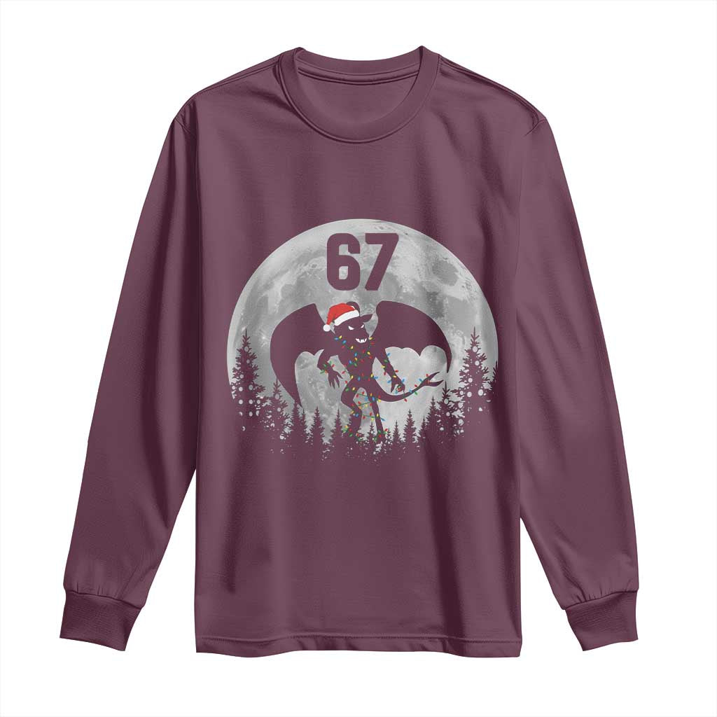 Funny Jersey Devil 67 Christmas Santa Hat Moon Night Stroll Long Sleeve Shirt - Wonder Print Shop