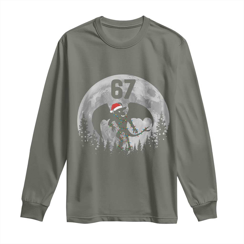 Funny Jersey Devil 67 Christmas Santa Hat Moon Night Stroll Long Sleeve Shirt - Wonder Print Shop