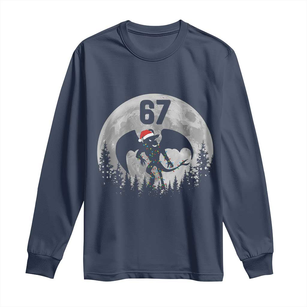Funny Jersey Devil 67 Christmas Santa Hat Moon Night Stroll Long Sleeve Shirt - Wonder Print Shop