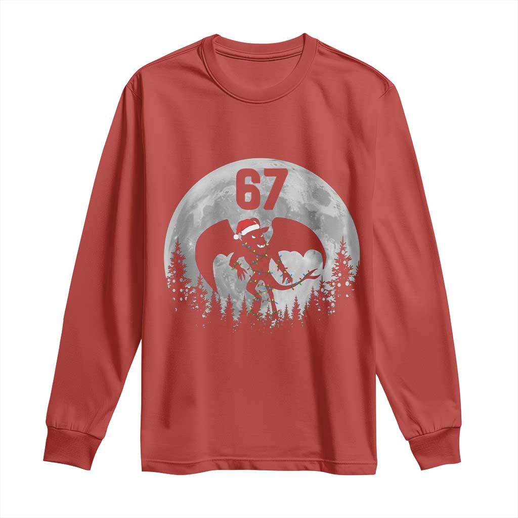 Funny Jersey Devil 67 Christmas Santa Hat Moon Night Stroll Long Sleeve Shirt - Wonder Print Shop