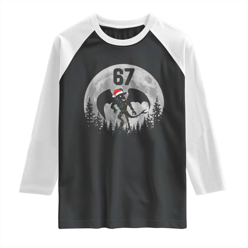 Funny Jersey Devil 67 Christmas Santa Hat Moon Night Stroll Raglan Shirt - Wonder Print Shop