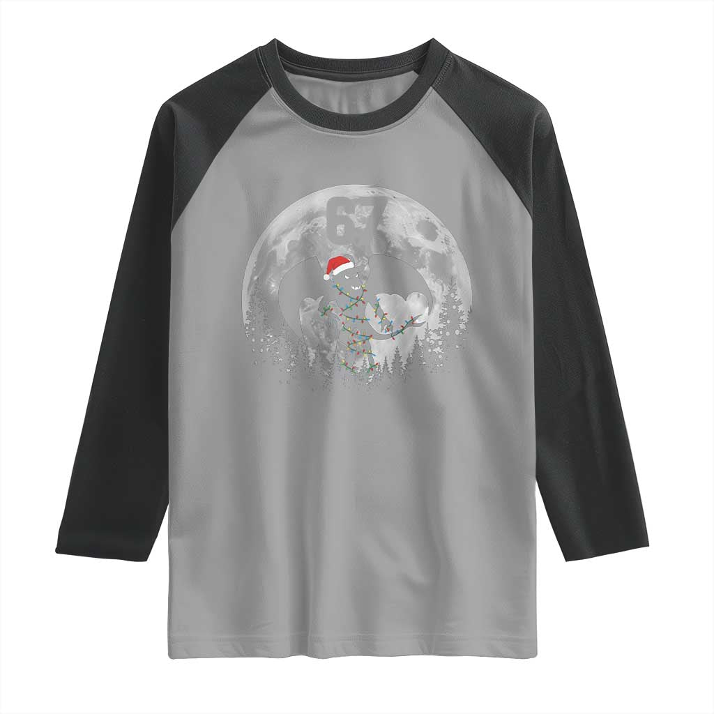 Funny Jersey Devil 67 Christmas Santa Hat Moon Night Stroll Raglan Shirt - Wonder Print Shop