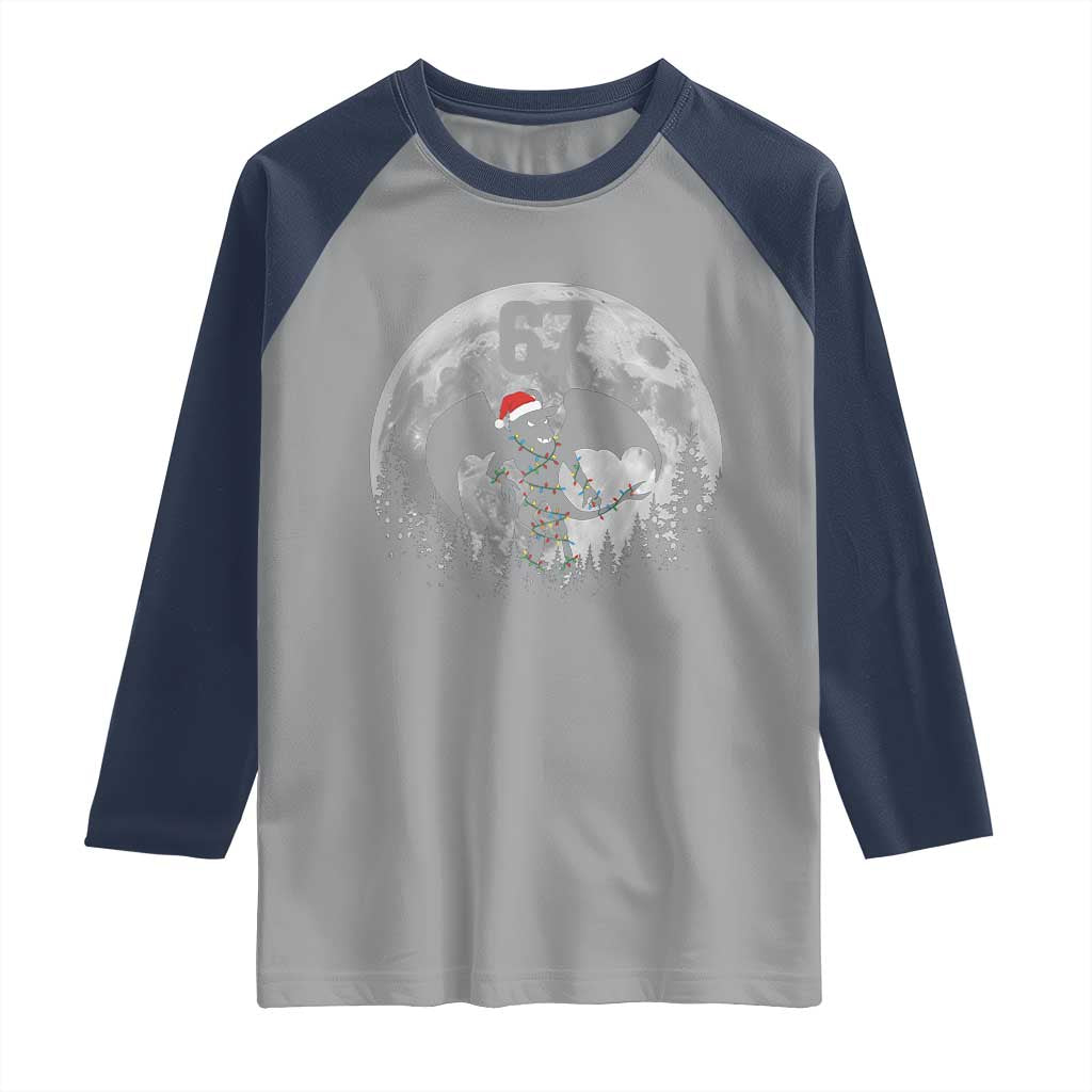 Funny Jersey Devil 67 Christmas Santa Hat Moon Night Stroll Raglan Shirt - Wonder Print Shop