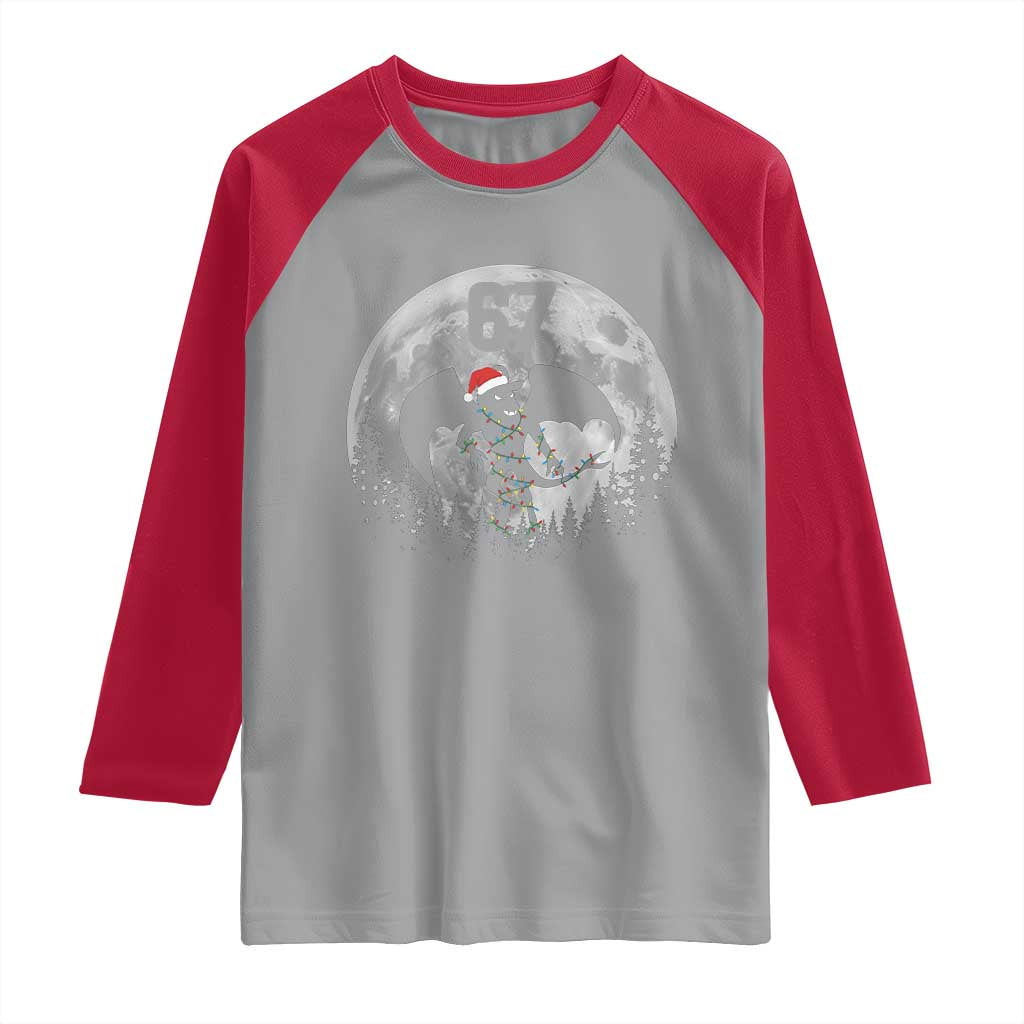 Funny Jersey Devil 67 Christmas Santa Hat Moon Night Stroll Raglan Shirt - Wonder Print Shop