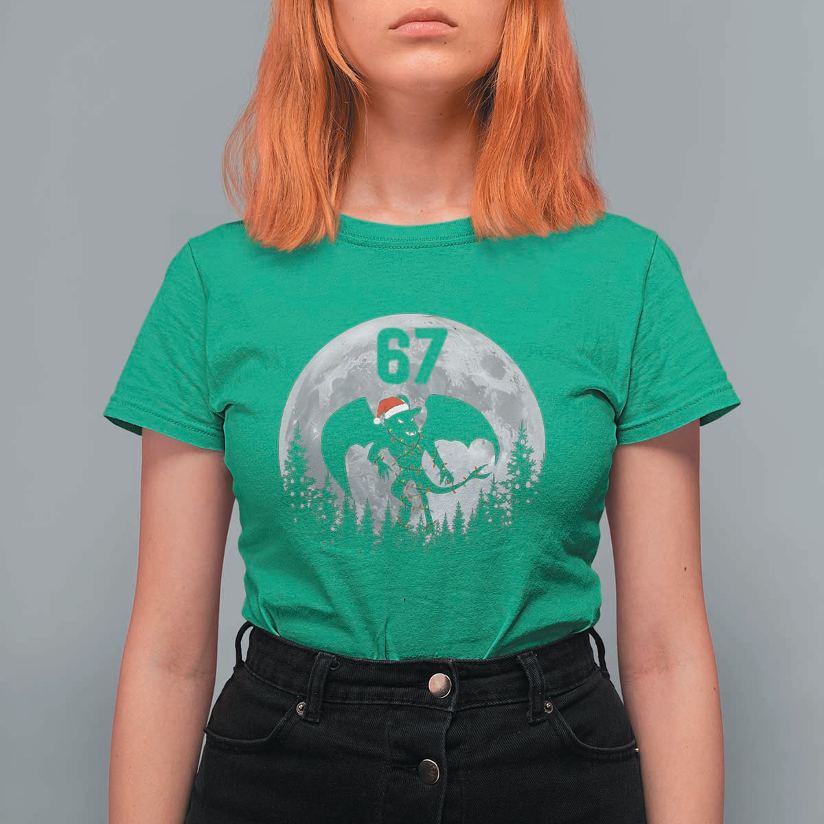 Funny Jersey Devil 67 Christmas Santa Hat Moon Night Stroll T Shirt For Women - Wonder Print Shop