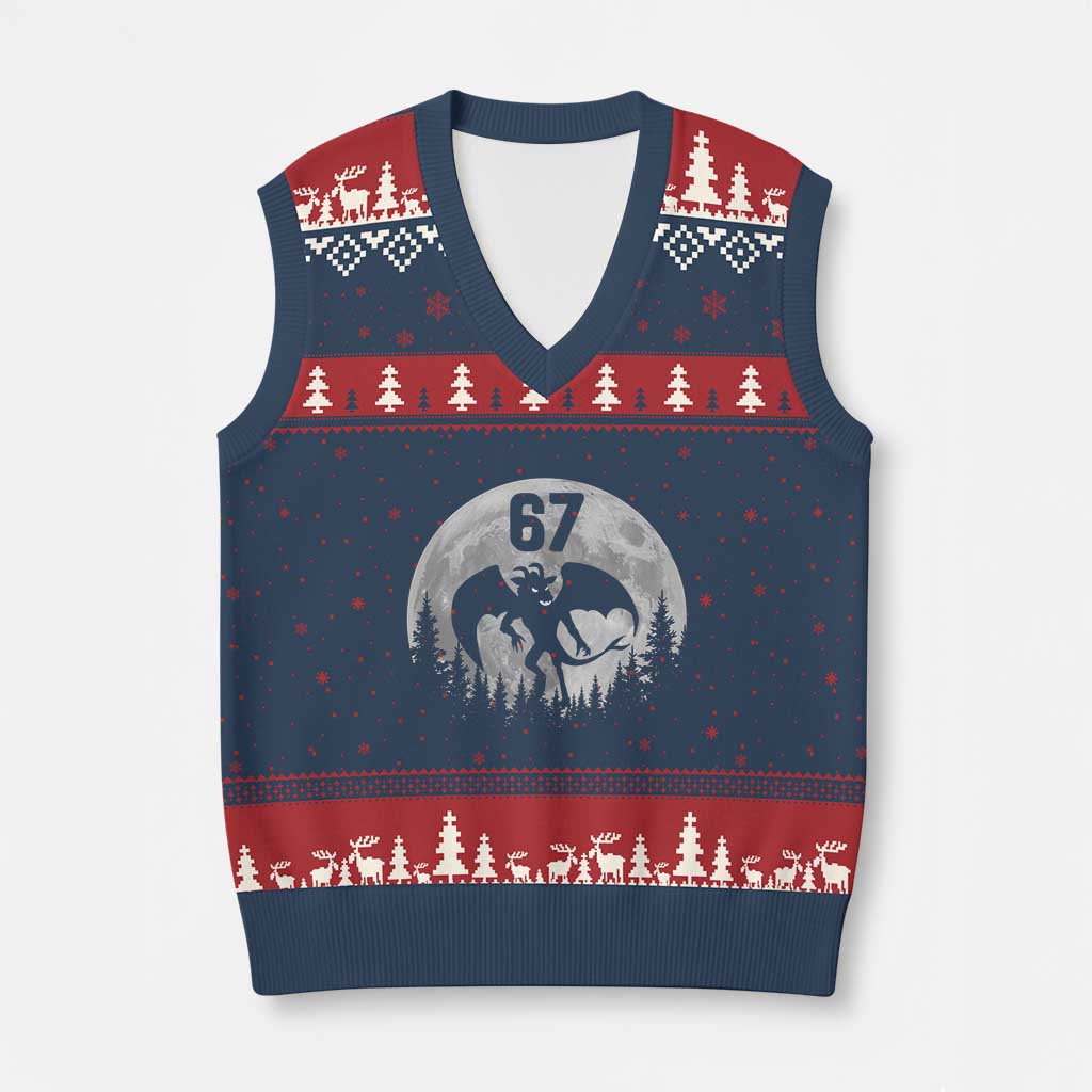 Funny Jersey Devil 67 Moon Night Stroll V-Neck Knit Sweater Vest - Wonder Print Shop