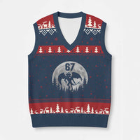 Funny Jersey Devil 67 Moon Night Stroll V-Neck Knit Sweater Vest - Wonder Print Shop