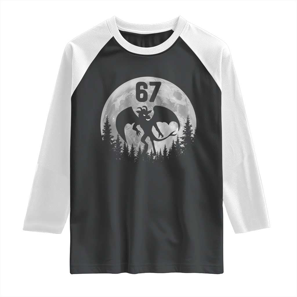 Funny Jersey Devil 67 Moon Night Stroll Raglan Shirt - Wonder Print Shop