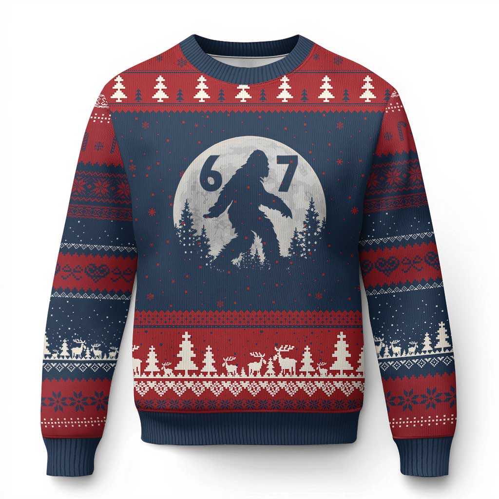 Funny Bigfoot 67 Night Stroll Moon Sasquatch Ugly Christmas Sweater - Wonder Print Shop