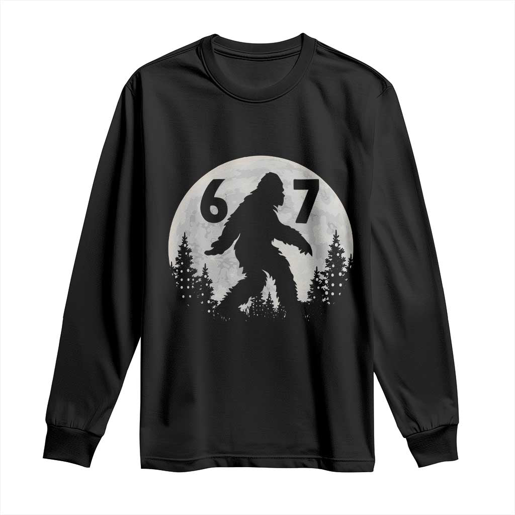 Funny Bigfoot 67 Night Stroll Moon Sasquatch Long Sleeve Shirt - Wonder Print Shop
