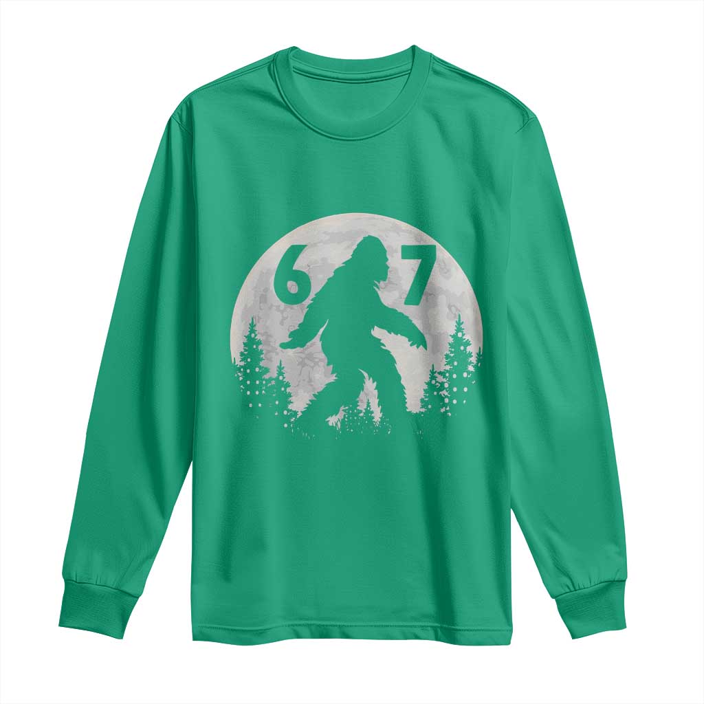 Funny Bigfoot 67 Night Stroll Moon Sasquatch Long Sleeve Shirt - Wonder Print Shop