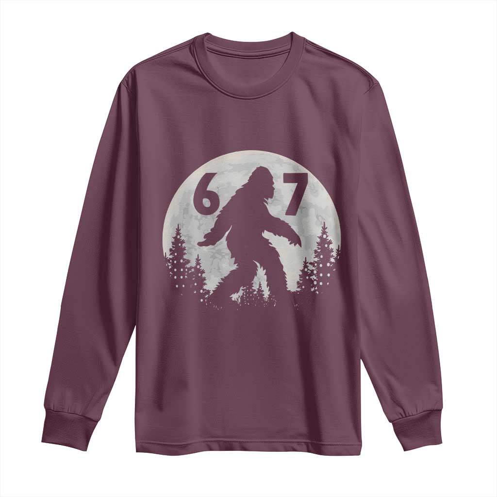 Funny Bigfoot 67 Night Stroll Moon Sasquatch Long Sleeve Shirt - Wonder Print Shop