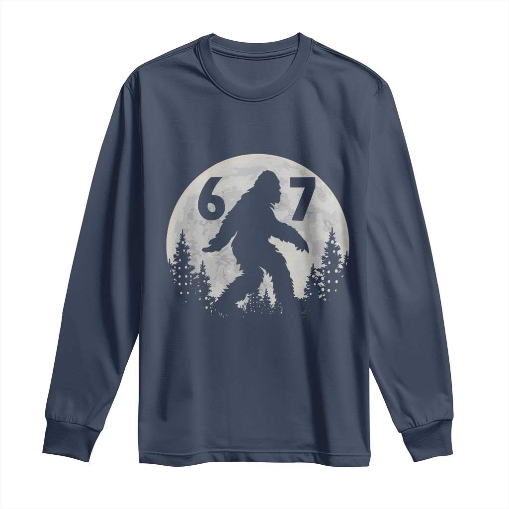 Funny Bigfoot 67 Night Stroll Moon Sasquatch Long Sleeve Shirt - Wonder Print Shop