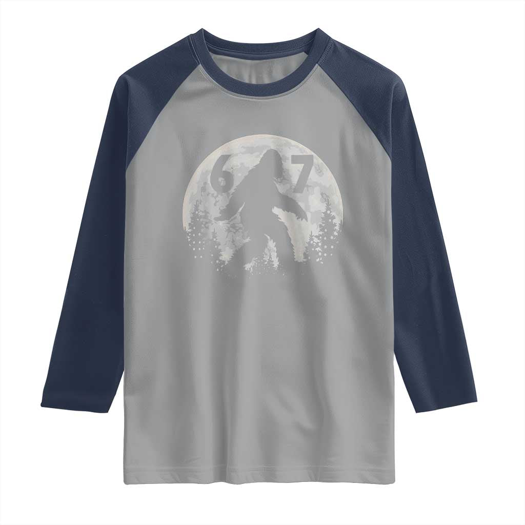 Funny Bigfoot 67 Night Stroll Moon Sasquatch Raglan Shirt - Wonder Print Shop