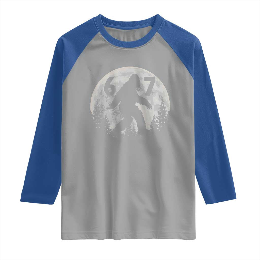 Funny Bigfoot 67 Night Stroll Moon Sasquatch Raglan Shirt - Wonder Print Shop