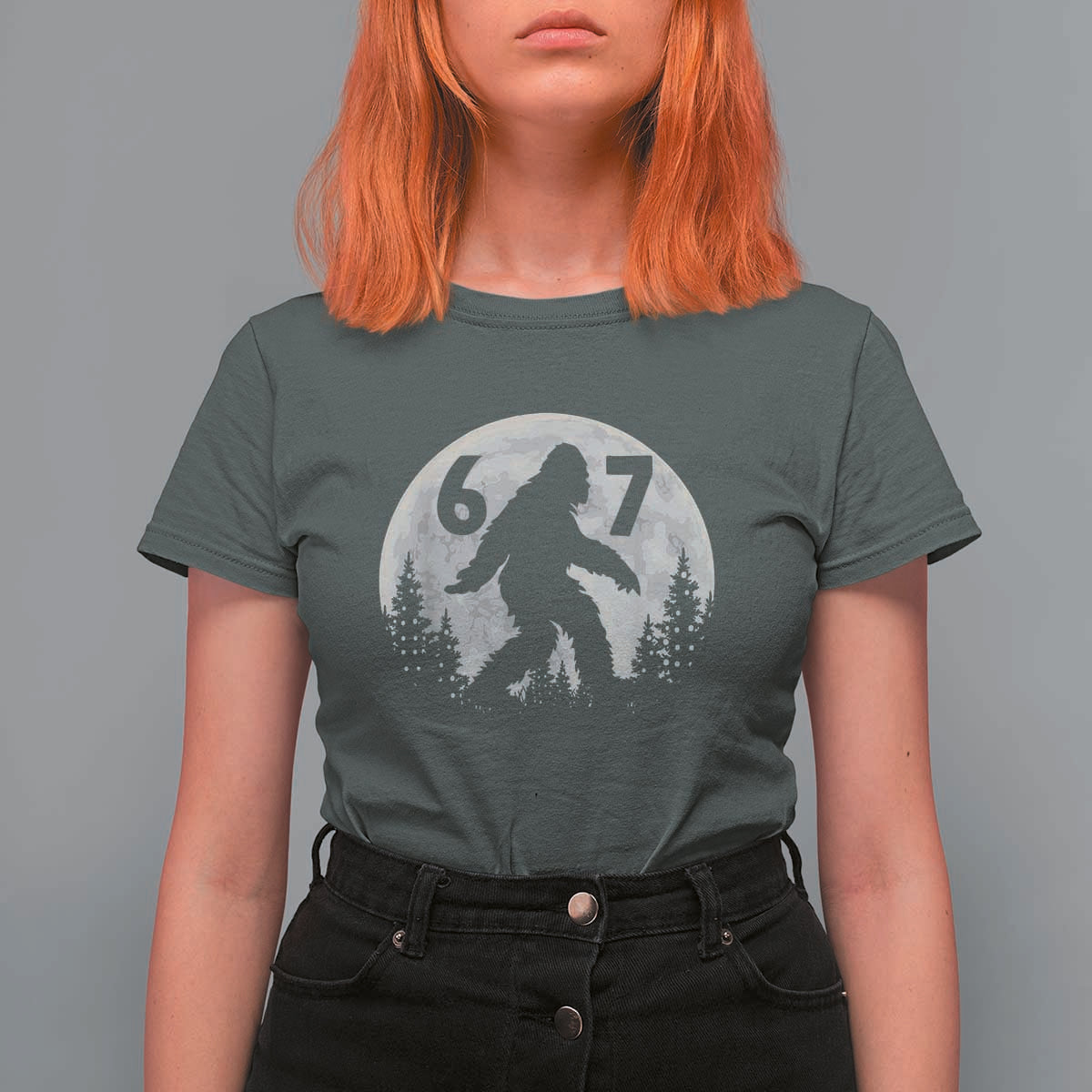 Funny Bigfoot 67 Night Stroll Moon Sasquatch T Shirt For Women - Wonder Print Shop