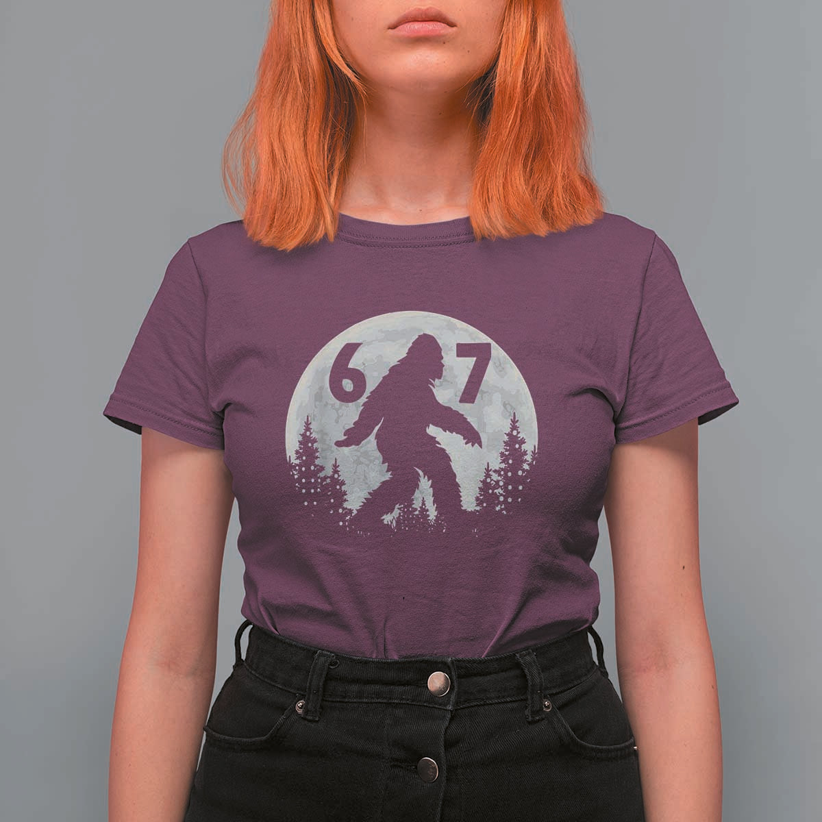 Funny Bigfoot 67 Night Stroll Moon Sasquatch T Shirt For Women - Wonder Print Shop