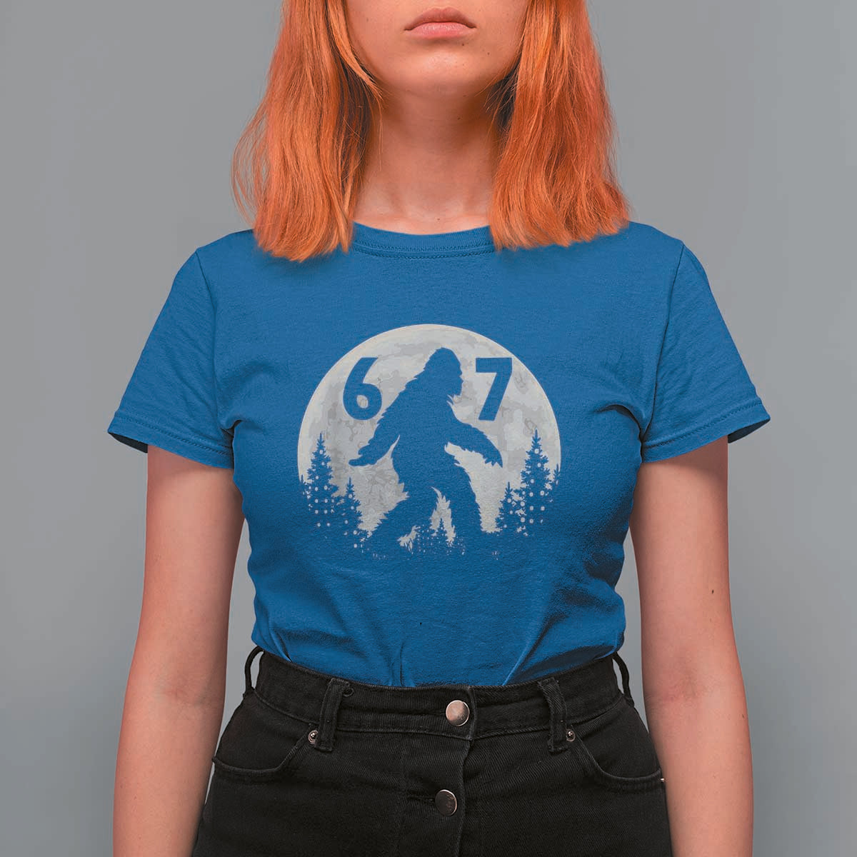 Funny Bigfoot 67 Night Stroll Moon Sasquatch T Shirt For Women - Wonder Print Shop