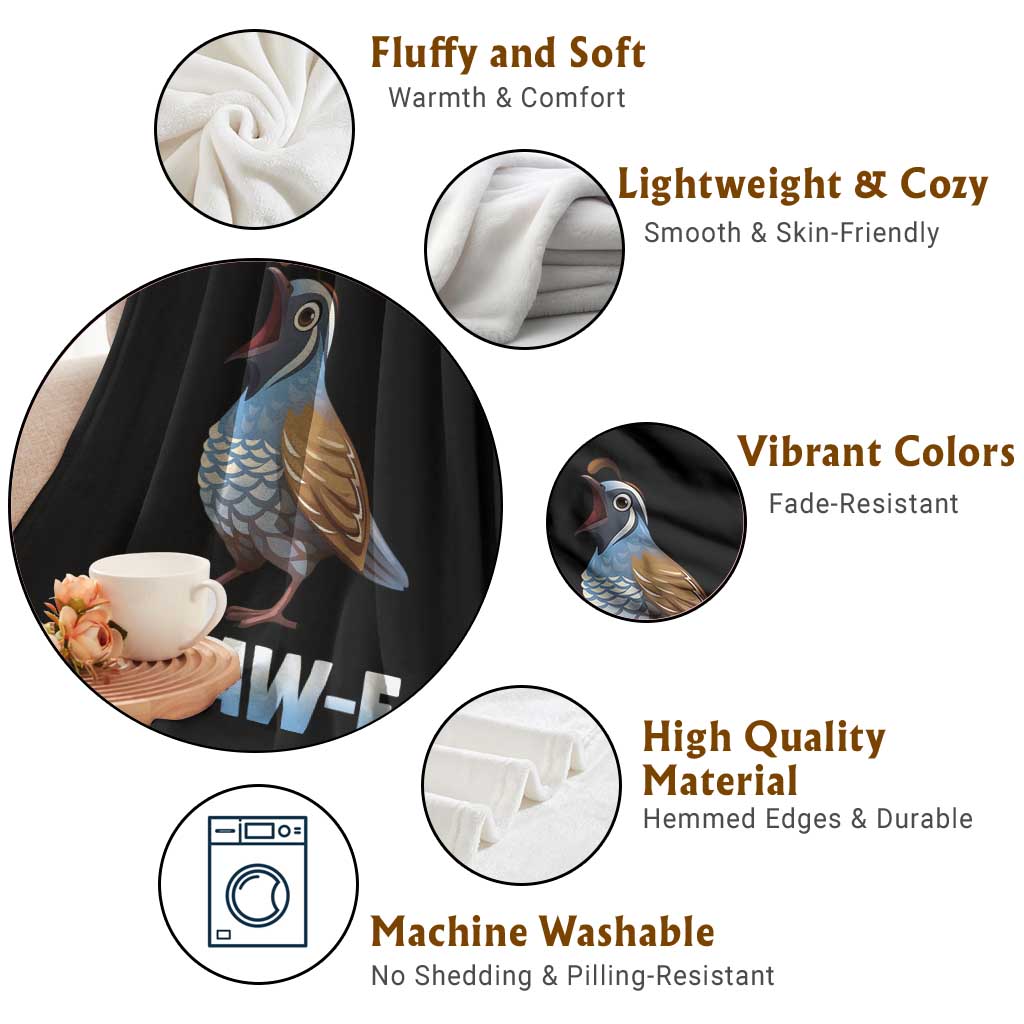 Funny F Caw F Quail Throw Blanket Cartoon Quail Bird Poultry Humor - Wonder Print Shop