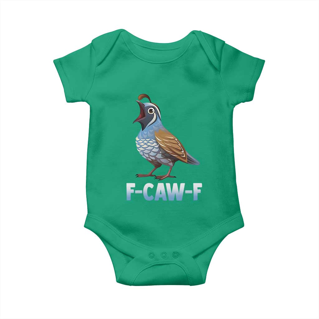 Funny F Caw F Quail Baby Onesie Cartoon Quail Bird Poultry Humor - Wonder Print Shop