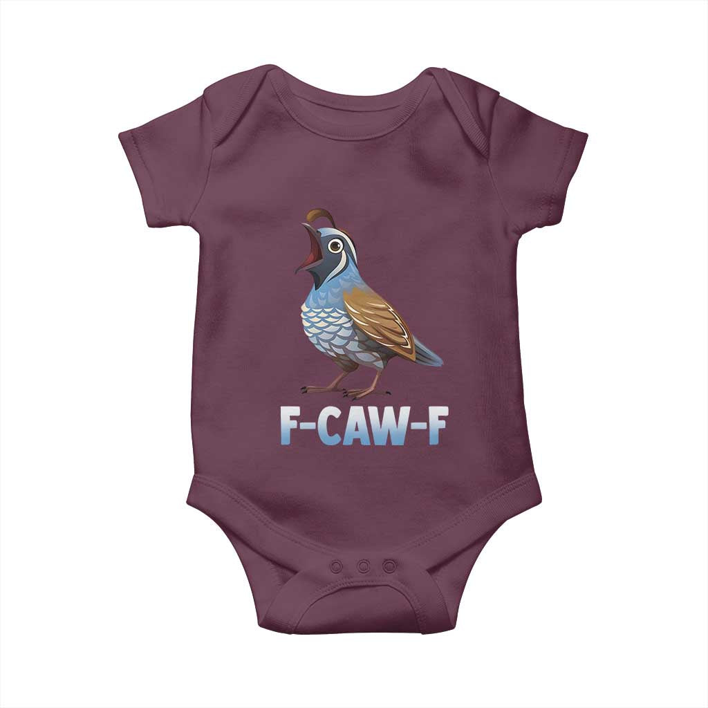 Funny F Caw F Quail Baby Onesie Cartoon Quail Bird Poultry Humor - Wonder Print Shop
