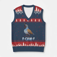 Funny F Caw F Quail V-Neck Knit Sweater Vest Cartoon Quail Bird Poultry Humor - Wonder Print Shop